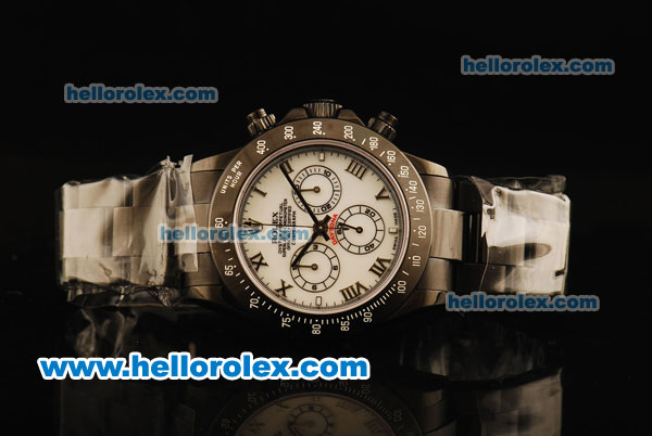 Rolex Daytona Chronograph Swiss Valjoux 7750 Automatic Movement Full PVD with White Dial and Roman Numerals - Click Image to Close